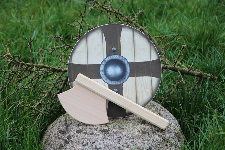 VAH - Ragnar Schild/Axt aus Holz, ideal für kleine Wikinger, Rollenspiel und Verkleidung